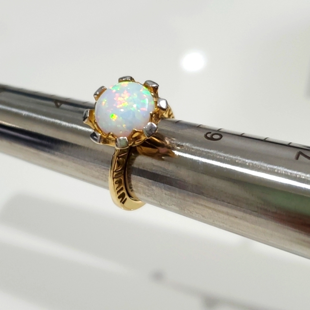 Art Deco OPAL Ring | Solid 14k Yellow Gold